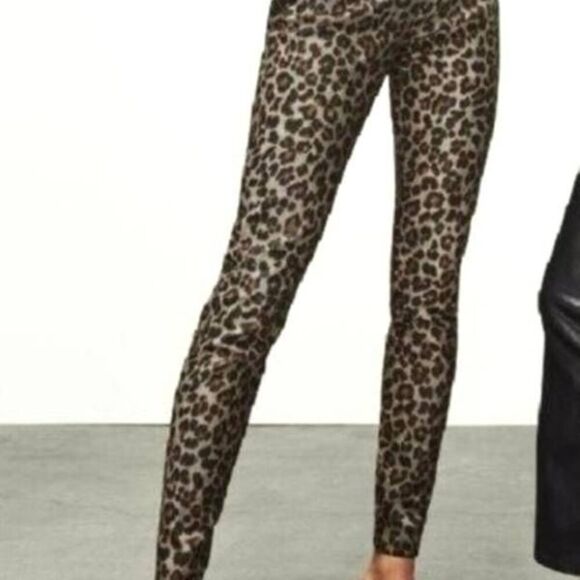 Veronica Beard Brooke Coated Leopard Print Mid Rise Jeans Sz 28/6 - Picture 1 of 6